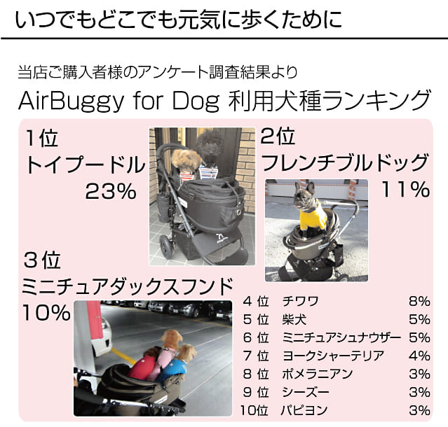 エアバギーフォードッグ AirBuggy for Dog 犬用バギー ペットカート 利用犬種人気ランキング